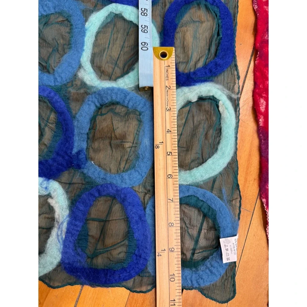 Handmade‎ Merino Wool Silk Scarf Wrap Shawl Teal Blue Nepal Fair Trade